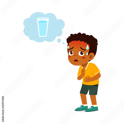 little kid feeling thirsty and want to drink water