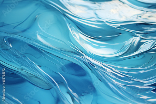 Water surface, blue clear natural background. Abstract water texture. Blue clear aqua. Macro liquid surface. AI generated