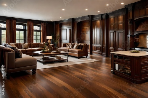 timeless appeal of hardwood flooring in traditional interior design. Describe various wood species and finishes that are popular in this style.