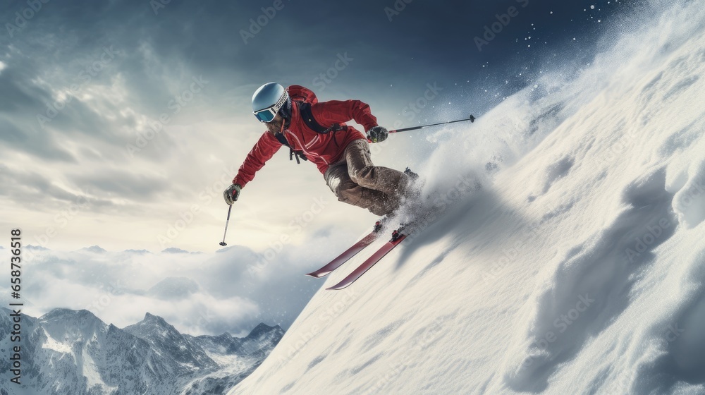 Skiing on an extreme slope