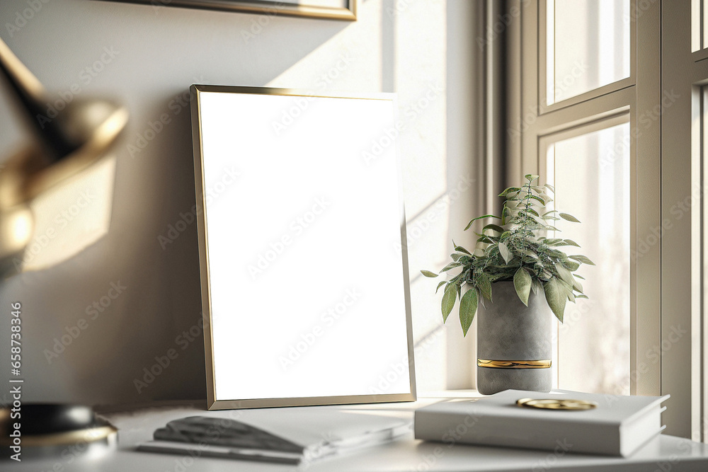 Mockup of blank frame in scandinavian style home interior Mockup of blank frame in scandinavian style home interior