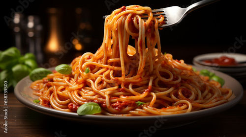 A close up image of spaghetti noodles UHD wallpaper Stock Photographic Image