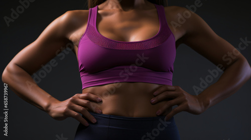 Fitness woman showing abs and flat belly, Athletic girl shaped abdominal