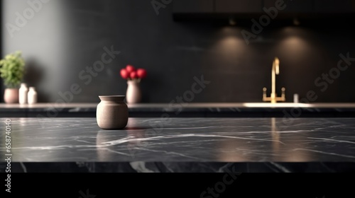Elegant Marble Tabletop in Luxury Kitchen Represents Style, Sophistication, and the Chef's Domain