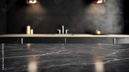 Elegant Marble Tabletop in Luxury Kitchen Represents Style, Sophistication, and the Chef's Domain