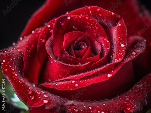 The Delicate Texture of a Red Rose: A Macro Photography Study (Generative AI)