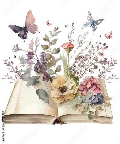 Flower Bookworm Avid Reader - Floral Book Reading Nerd photo