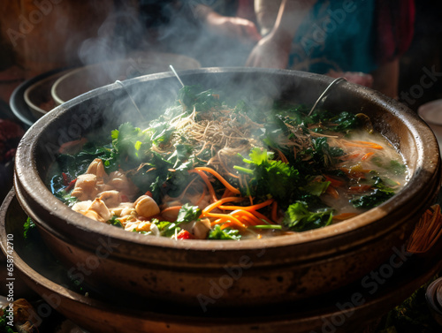 A Vibrant Snapshot of Vietnamese Cuisine: A Close-Up of Pho (Generative AI)