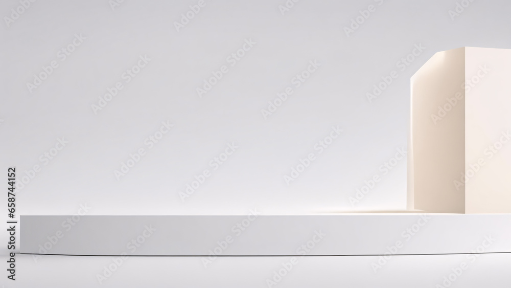 custom made wallpaper toronto digitalwhite podium, white background, beige cube, 3d render