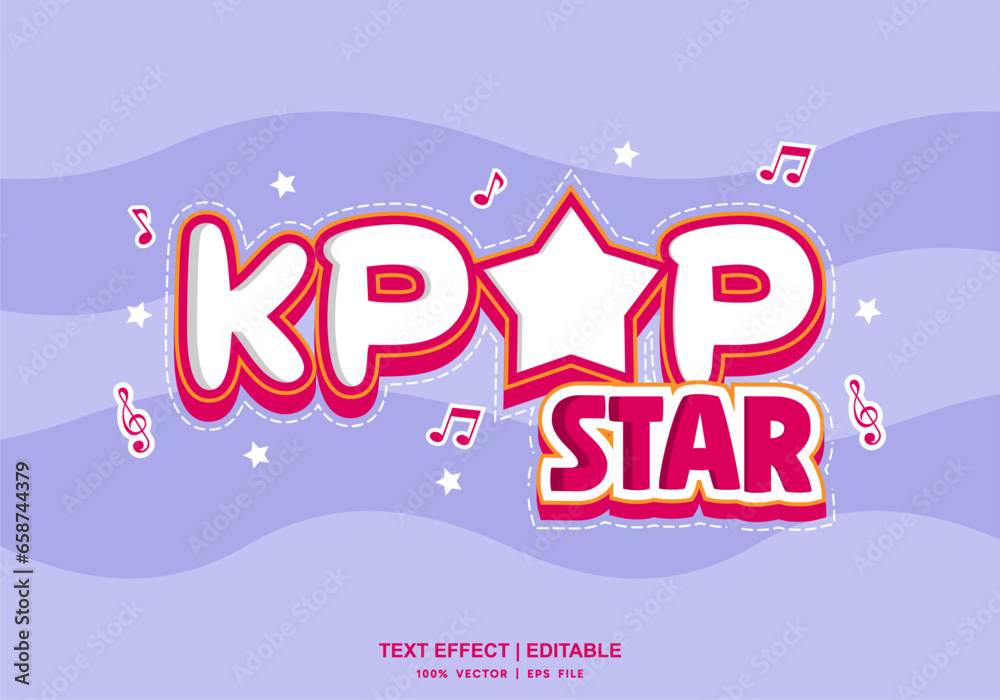 editable kpop star text effect with stars and node music