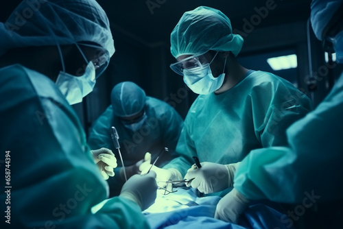 Professional Surgical Doctorş Team operating surgery a patient in the operating room at the Professional hospital. Healthcare and Medical Concept.