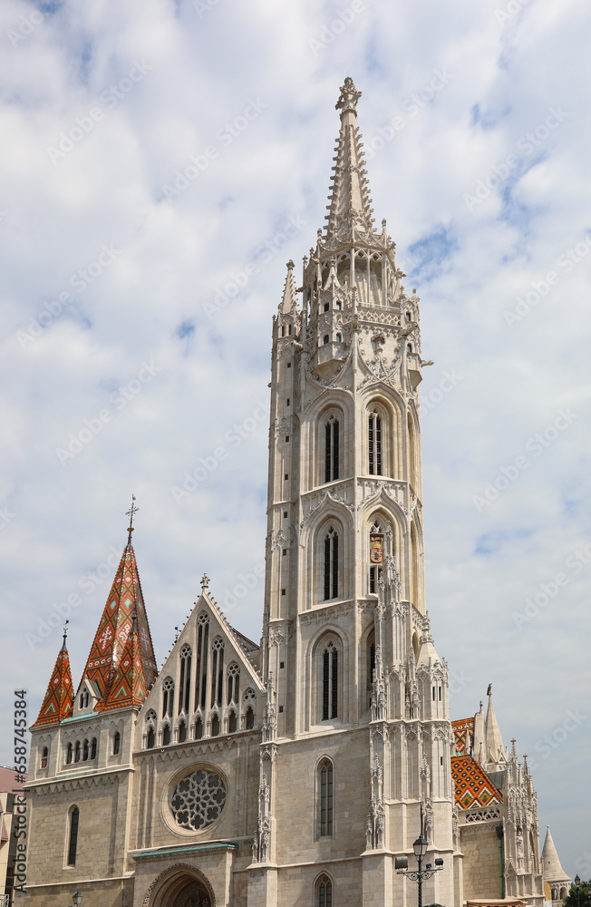 bell tower of Matthias Church in Budapest on the Hungarian hill
