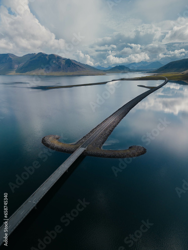 Road that look like a sword, surrounded by the northern ocean