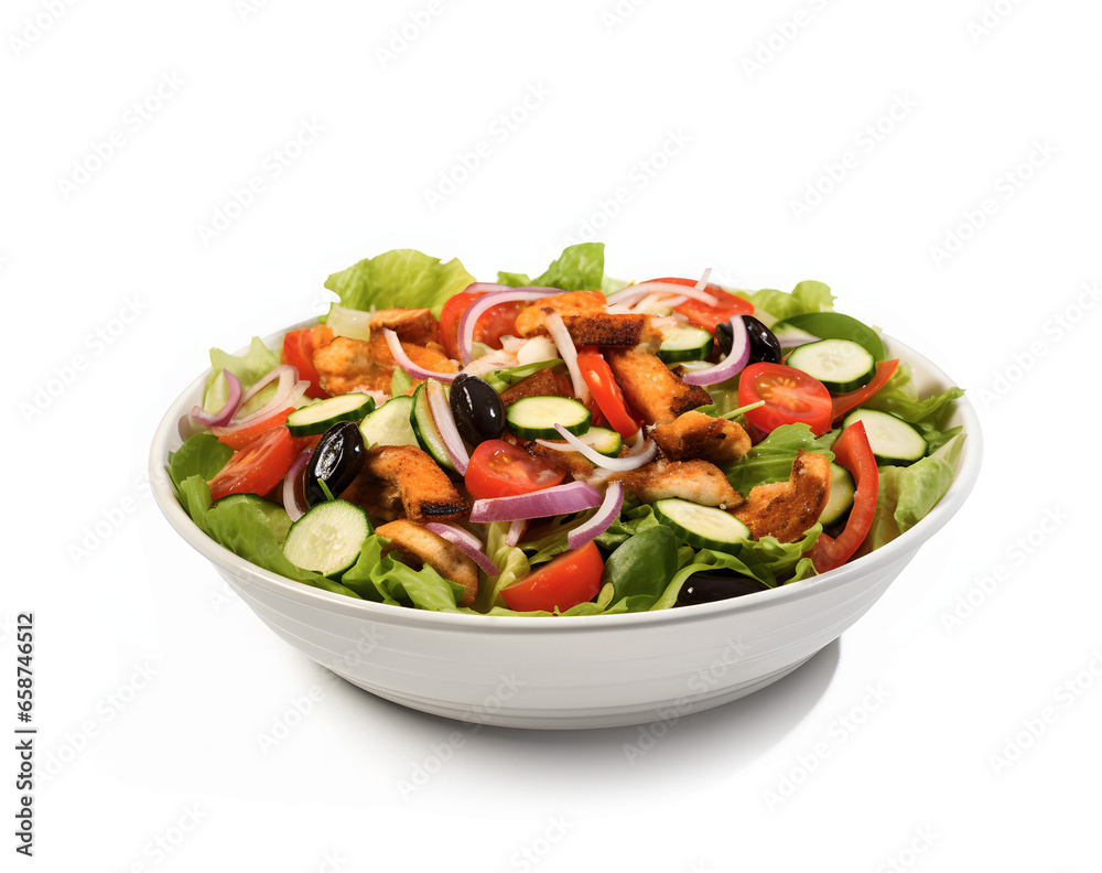 Tasty Salad With Fresh Vegetables Isolated On White Background Tasty Salad With Fresh Vegetables Isolated On White Background