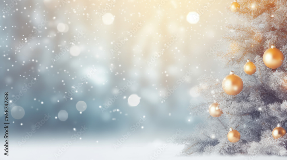 Xmas tree or christmas tree decorated festive christmas background. New year Winter background design, Christmas scene. Generative AI Xmas tree or christmas tree decorated festive christmas background. New year Winter background design, Christmas scene. Generative AI
