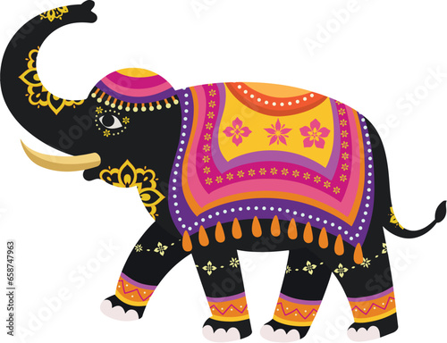 Flat vector elephant Diwali celebration
