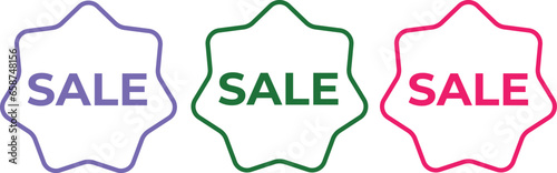 sale icon discount discount pink green five vector glamor trend set with outline