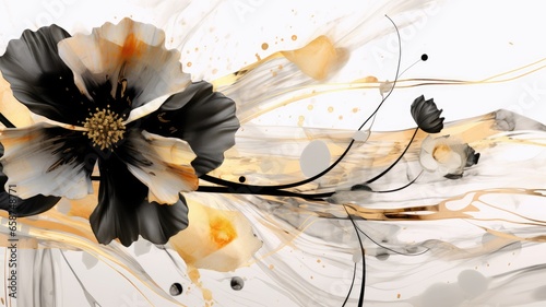 Watercolor abstract design for background of wedding or buzzy social media banner generative AI #658748771