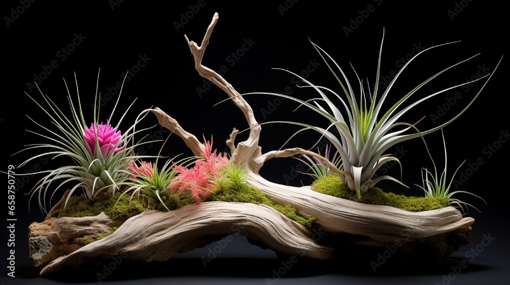 Tillandsia. Tillandsia, driftwood, bromeliads, and other attractive