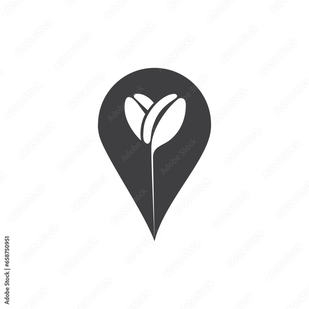Fototapeta premium Coffee bean vector logo with map logo.