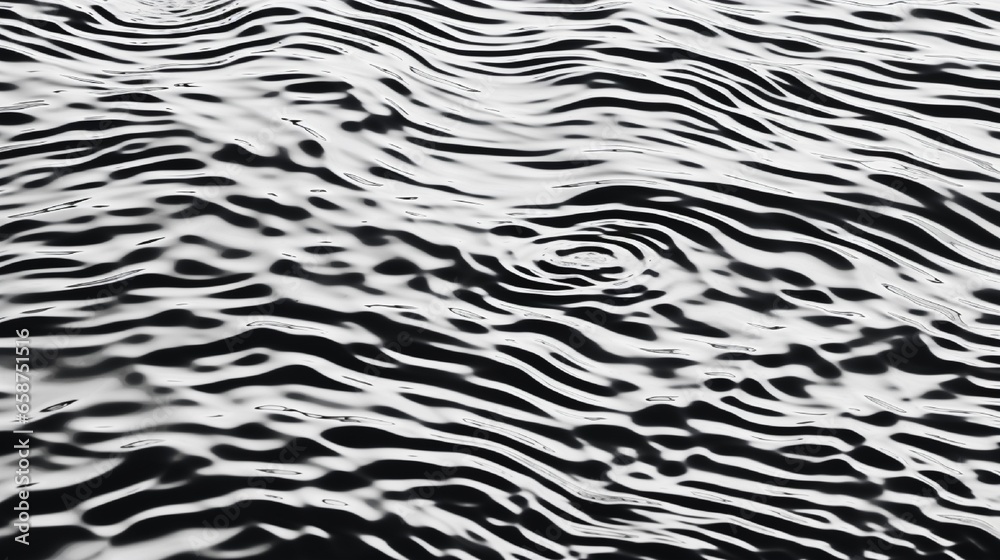 On a sunny summer day, a top view of a black and white abstract design can be seen in the water. On a sunny summer day, a top view of a black and white abstract design can be seen in the water.