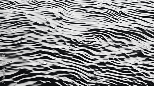 On a sunny summer day  a top view of a black and white abstract design can be seen in the water.