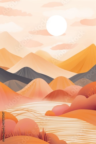 sunset over the mountains  Summer  scenery  avant-garde  generative ai