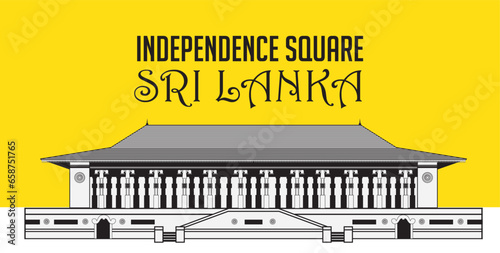 Sir Lanka independence square line Art vector illustration.