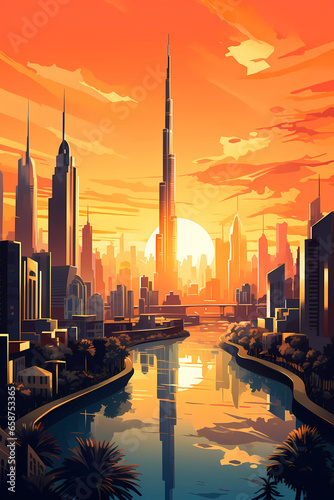 Illustration of the beautiful city of Dubai. United Arab Emirates © Aleh Varanishcha