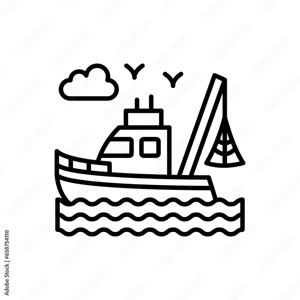 Fishing Boat icon in vector. Illustration Fishing Boat icon in vector. Illustration