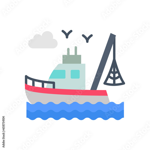 Fishing Boat icon in vector. Illustration