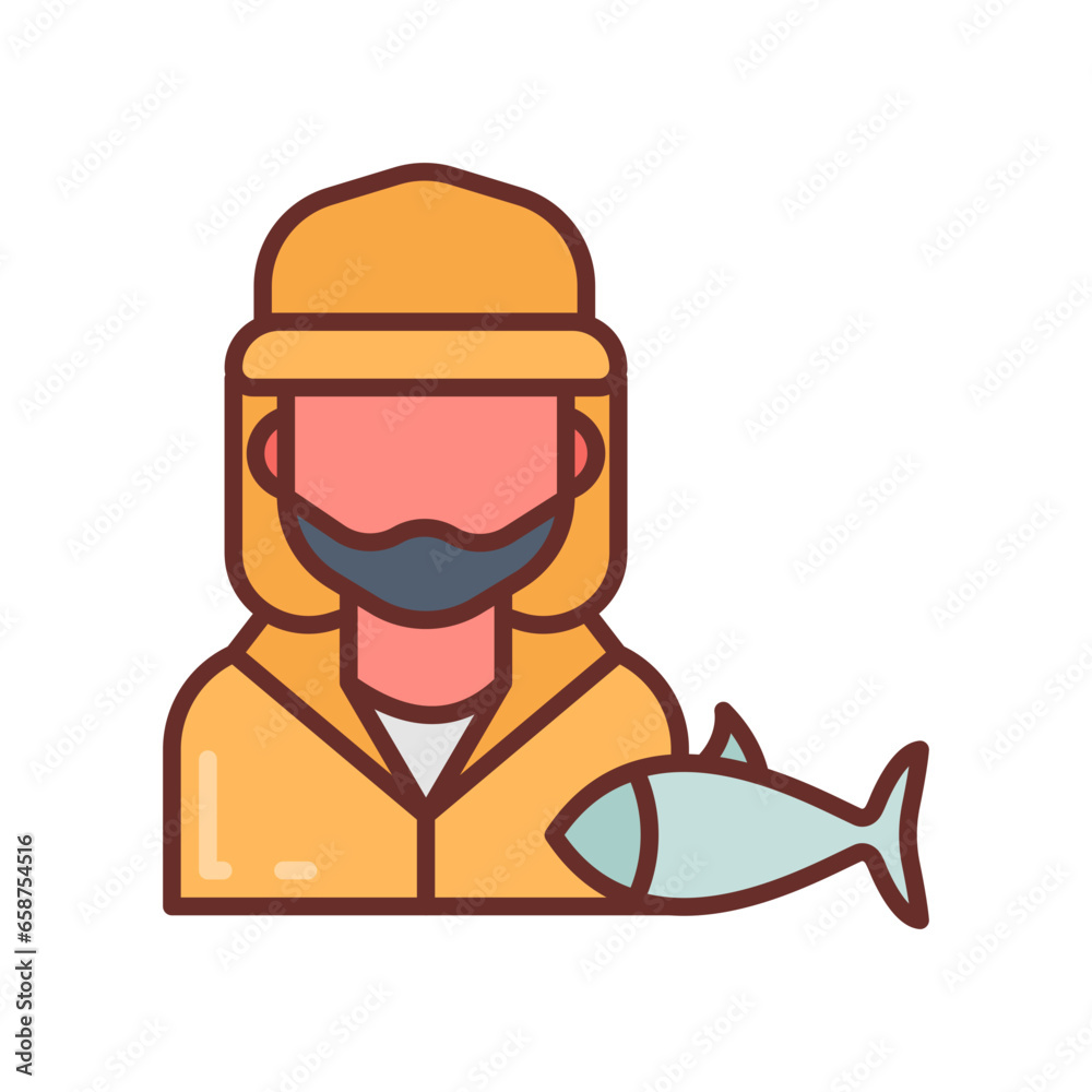 Fisherman icon in vector. Illustration