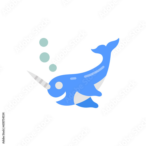 Narwhal icon in vector. Illustration