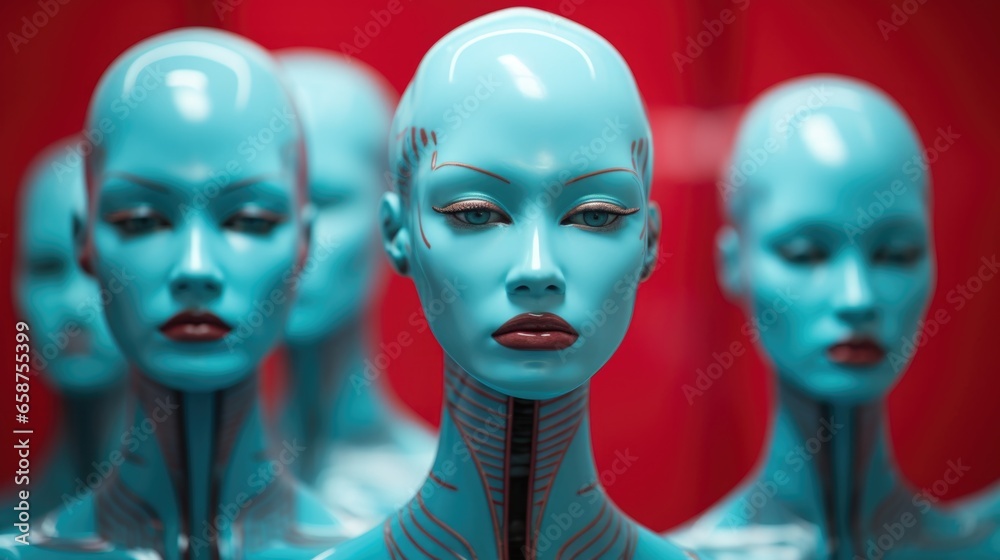 Sculpture artwork of alternative female mannequin figures representing