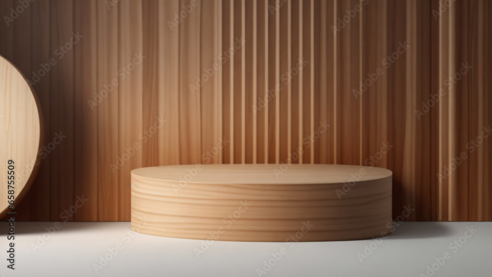 3d render of wooden podium for product display. Abstract background. 3d render of wooden podium for product display. Abstract background.