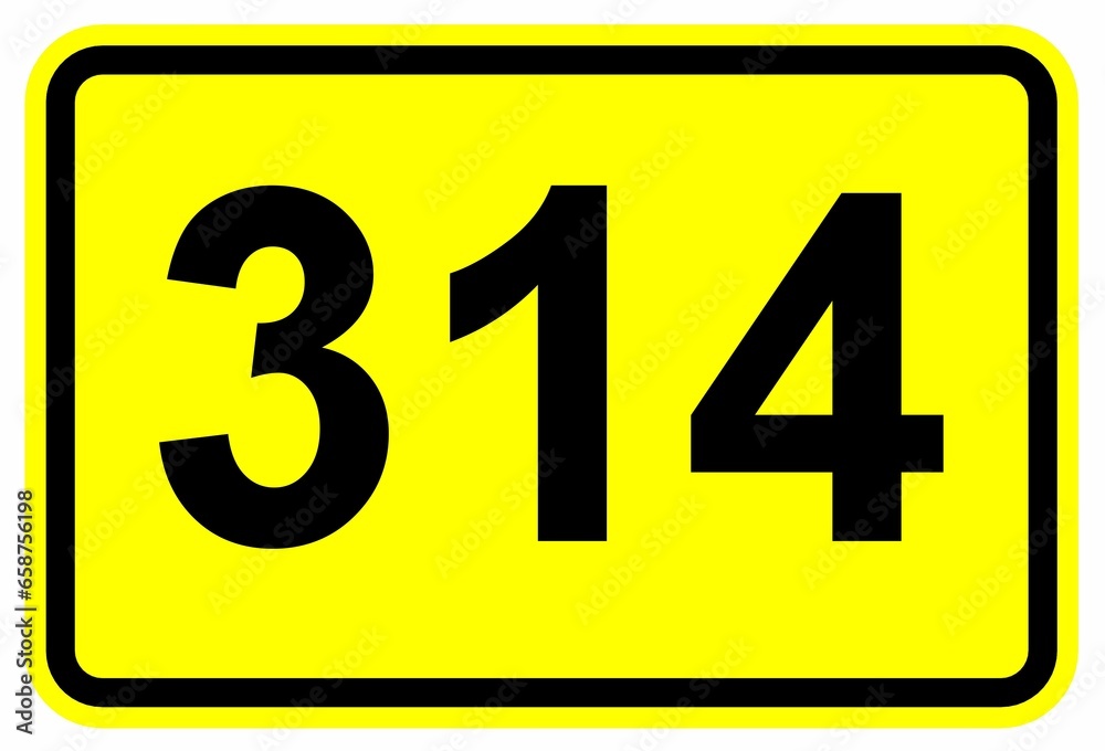 Illustration eines Bundesstraßenschildes der B 314 in Deutschland Illustration eines Bundesstraßenschildes der B 314 in Deutschland