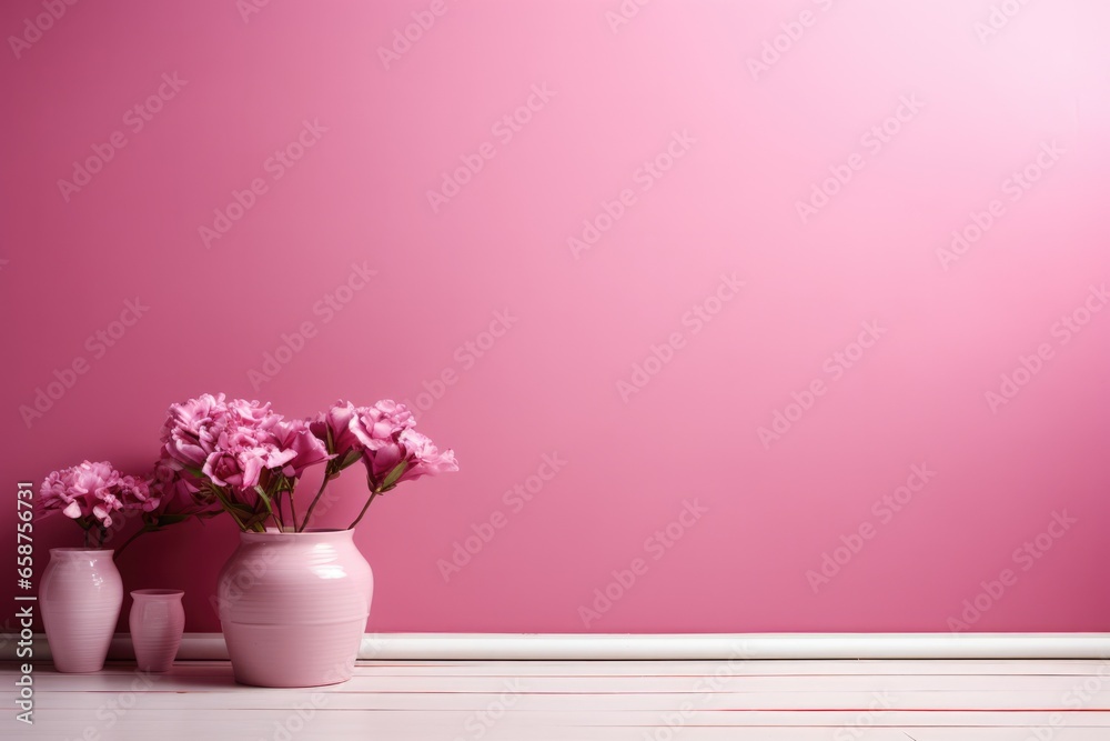 Fototapeta premium Clean and empty pink wall as a background