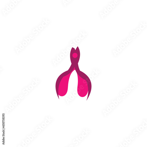 Clitoris icon. Simple style female genital health poster background symbol. Clitoris brand logo design element. Clitoris t-shirt printing. Vector for sticker.