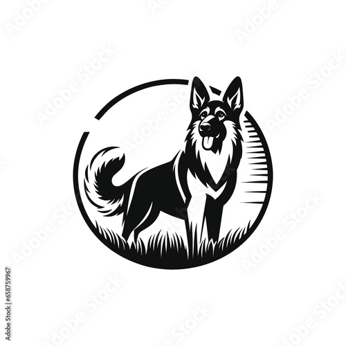 German Shepherd Dog Logo Design. Vector Illustration silhouette isolated on white background