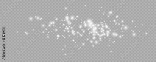 Realistic white star dust light effect isolated on transparency grid layer. Stock royalty free vector illustration