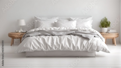 bed with pillows photo