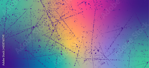 Abstract shine gradient violet-blue-pink-yellow background with faded paper effect and violet scuffs. Bright wallpaper. Vector illustration
