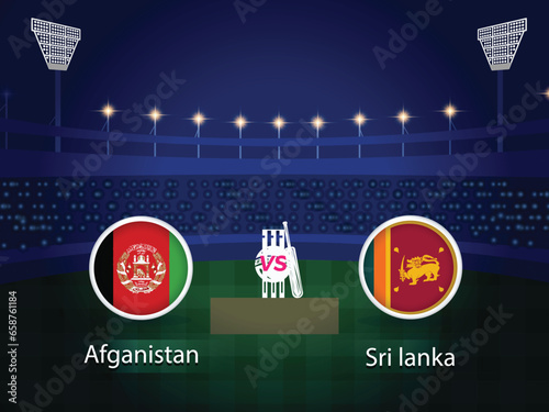 Afghanistan vs Sri Lanka 2023 cricket world cup with schedule broadcast template design photo