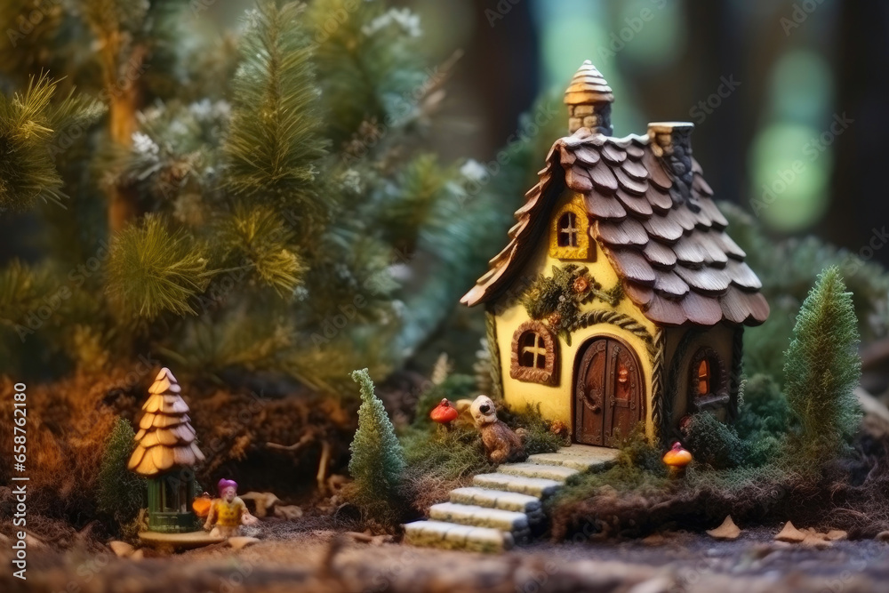 Gnome House with a Majestic Christmas Tree