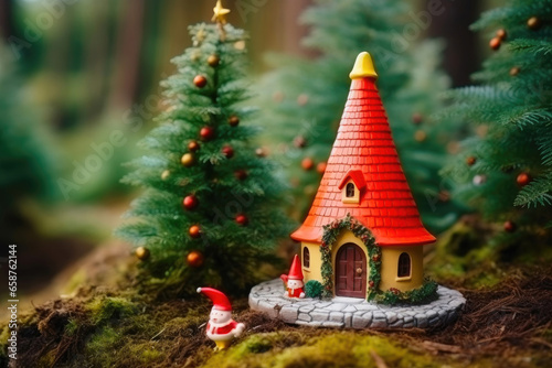 Magical Gnome Dwelling with Festive Pine