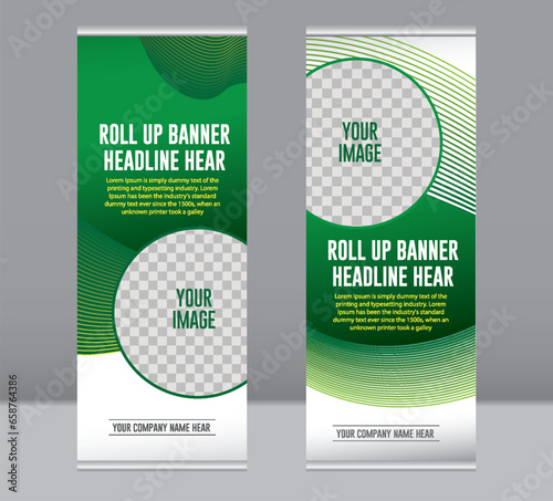 Roll-up banner design template vector, abstract background, modern x-banner, rectangle size