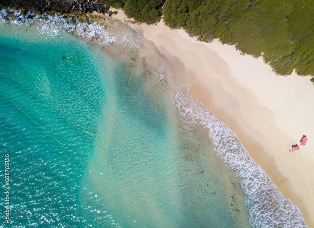 Aerial view of an exotic Caribbean beach