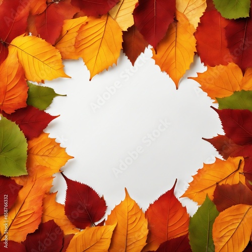 Bright composition of fallen autumn leaves with blank space