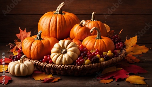 Thanksgiving background with pumpkins