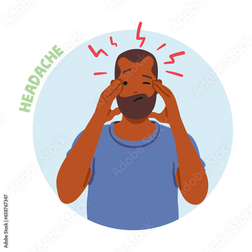 Man Suffering From Severe Headache or Migraine Pain Illustration